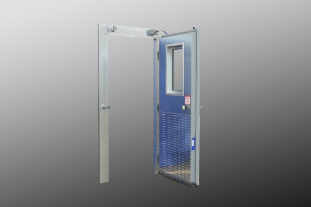 Photo of an open R-Plus Doors swing door and frame.