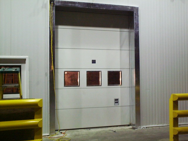 Exterior photo of a warehouse vertical door.